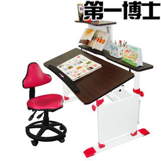 【第一博士】T5胡桃木色兒童成長書桌椅組(薄邊120CM)