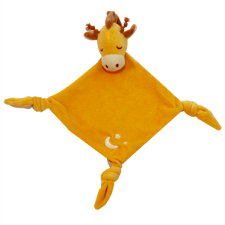美國【MyNatural】有機棉晚安系列安撫巾Yellow Giraffe金黃長頸鹿