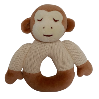 美國【MyNatural】有機棉晚安系列固齒器手搖鈴-Brown Monkey棕色小猴