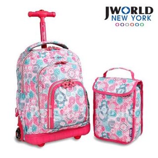 美國【JWorld】 拉桿/後背兩用書包旅行箱 藍調野莓