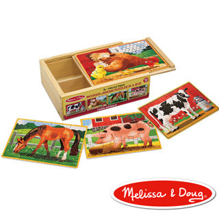 美國【Melissa & Doug】盒中木製拼圖 - 農場動物