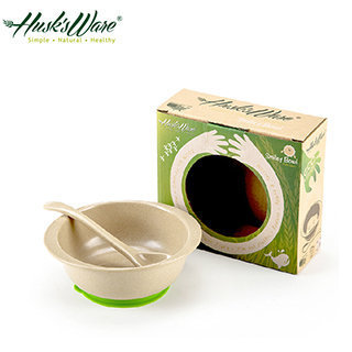 【美國Husk’s ware】天然稻殼無毒環保兒童小餐碗－附小湯匙