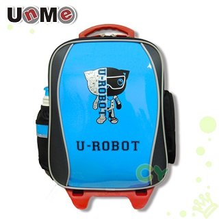 台灣【UnMe機器人】可拆折疊式後背拉桿書包-藍色