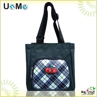 台灣【UnMe】可愛格紋輕巧餐袋-藍格色(2入)