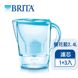 《德國BRITA》2.4L馬利拉花漾濾水壺+3支濾芯【共4支濾芯】-蘭花藍