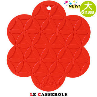 【LE CASSEROLE】環保矽膠止滑隔熱墊(花開富貴-紅色)
