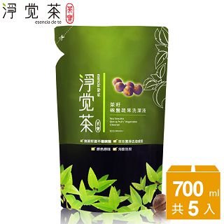 【茶寶  淨覺茶】茶籽碗盤蔬果洗潔液補充包700ml(5包)