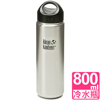 美國Klean Kanteen 寬口不鏽鋼冷水瓶800ml 原鋼色