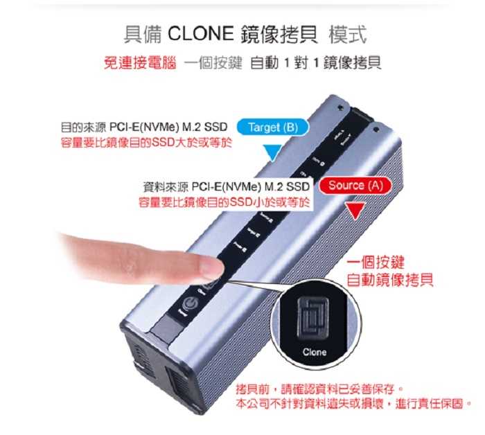 伽利略 DMC322B 拷貝機 雙M.2(NVMe) SSD to USB3.2 Gen2x2 (DMF322替代機種)