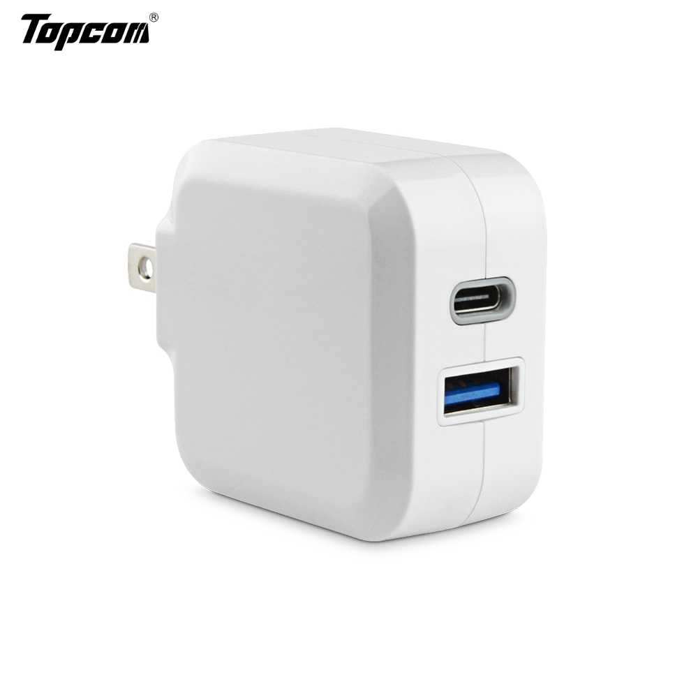 TOPMCOM 20W QC+PD雙孔快充折疊充電器 TC-KPD20W-AC [富廉網]