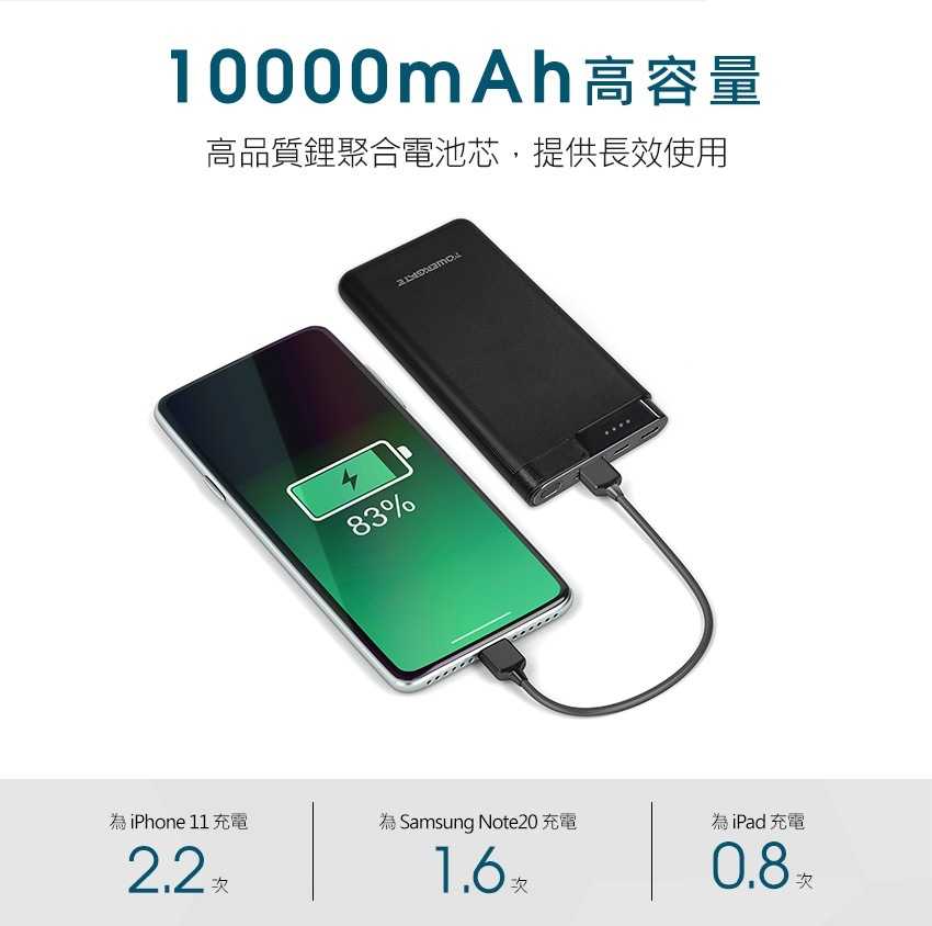 INTOPIC 10000mAh 18W雙向快充超薄型行動電源 PW-110 [富廉網]