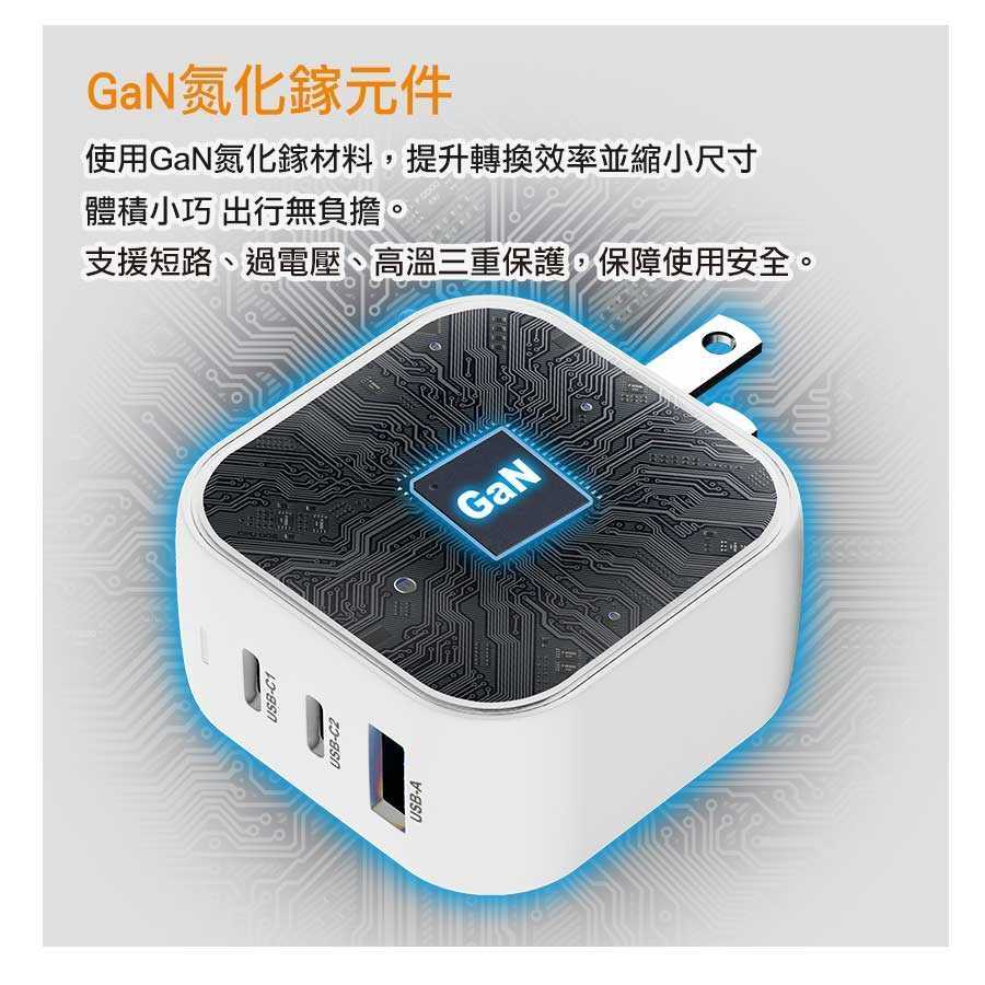 INTOPIC 廣鼎 PD65W 電源供應器/氮化鎵快充頭 TYPE-C USB雙接頭 (CU-P065)