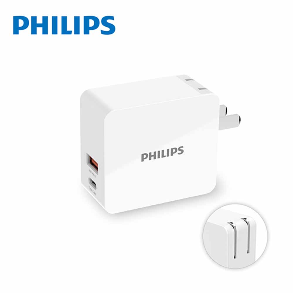 PHILIPS飛利浦 USB+Type-C 30W PD+QC充電器 DLP5320C-富廉網