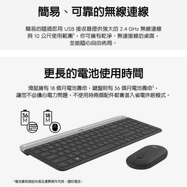 Logitech 羅技 MK470 超薄 剪刀腳按鍵 無線鍵鼠組 [富廉網] 中文鍵盤