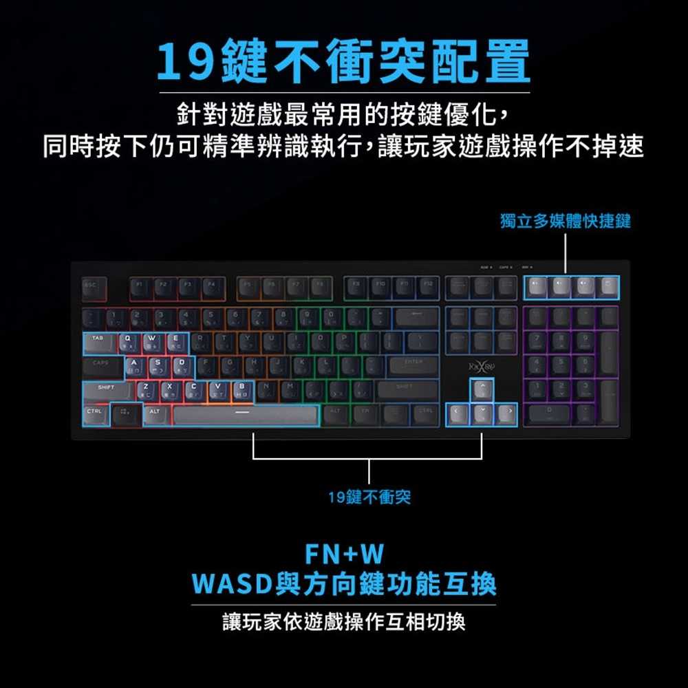 FOXXRAY FXR-BKL-89 藍蒼極致靜音電競鍵盤 [富廉網]