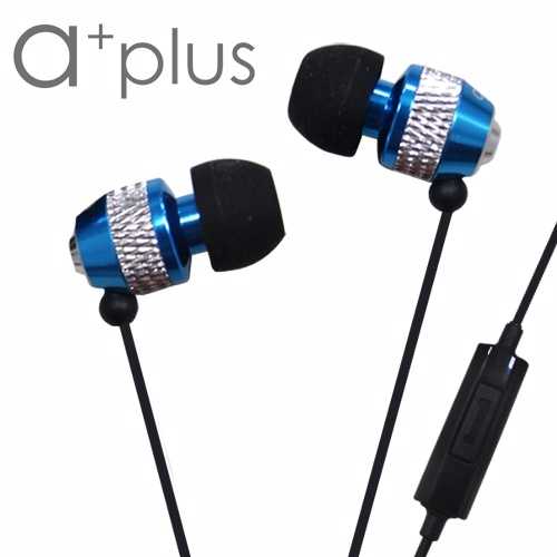 a+plus 鋁合金入耳式可通話立體聲耳機 海洋藍 ASH-202 [富廉網]