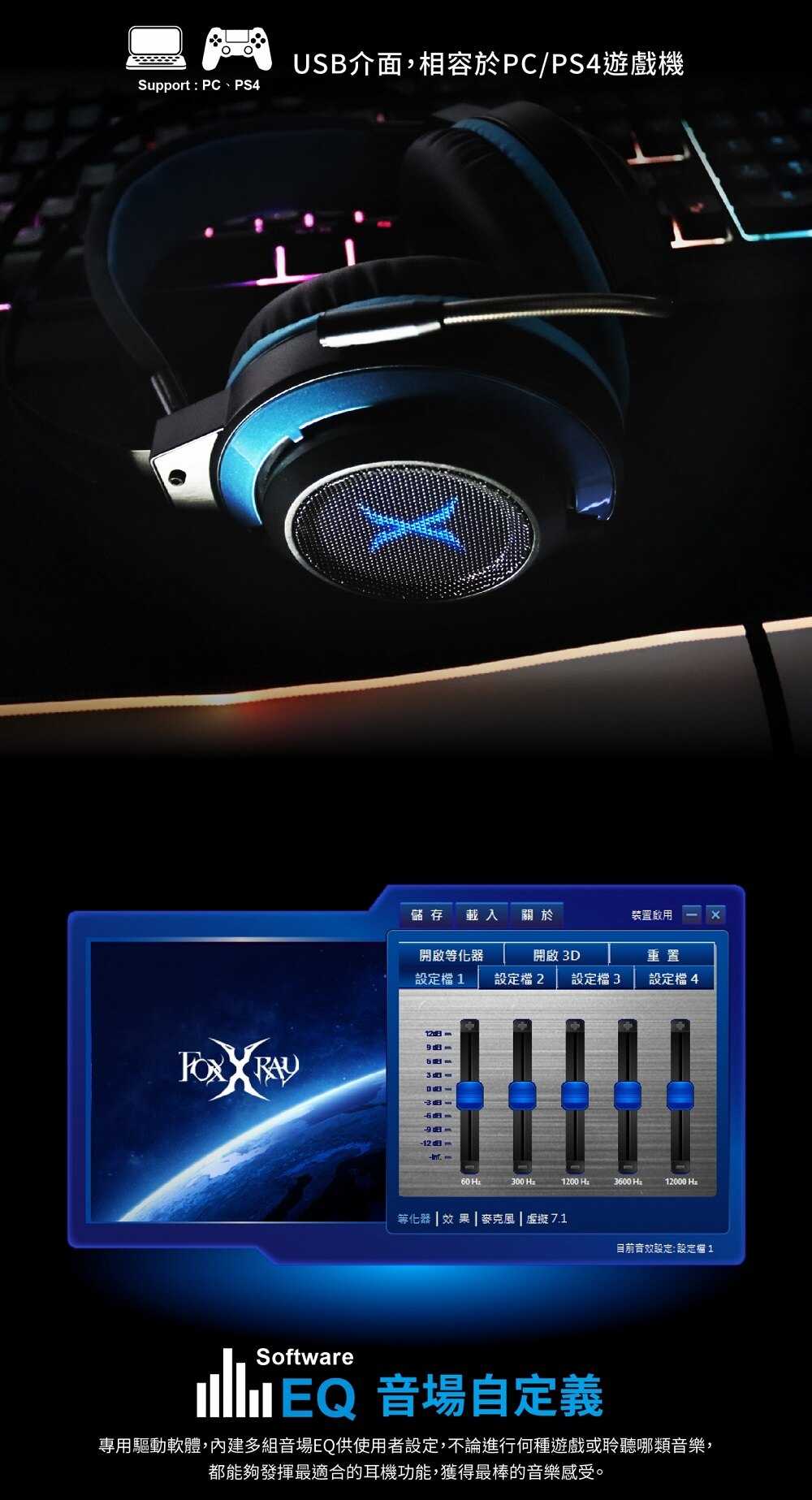 FOXXRAY 狐鐳 FXR-SAU-19 炫藍響狐USB電競耳機麥克風 [富廉網]
