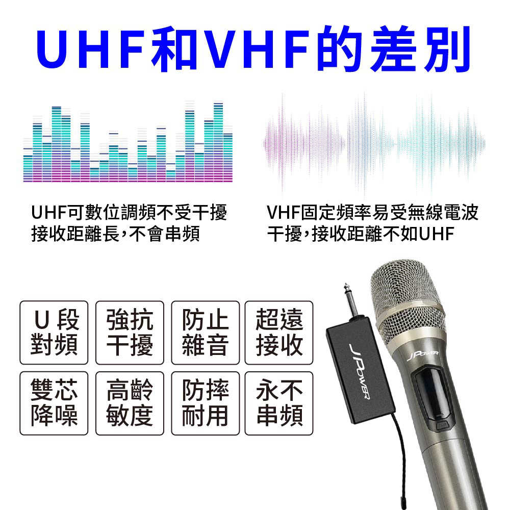 J-POWER 杰強 JP-UHF-888(鐵灰) 震天雷 無線麥克風-單機型 [富廉網]