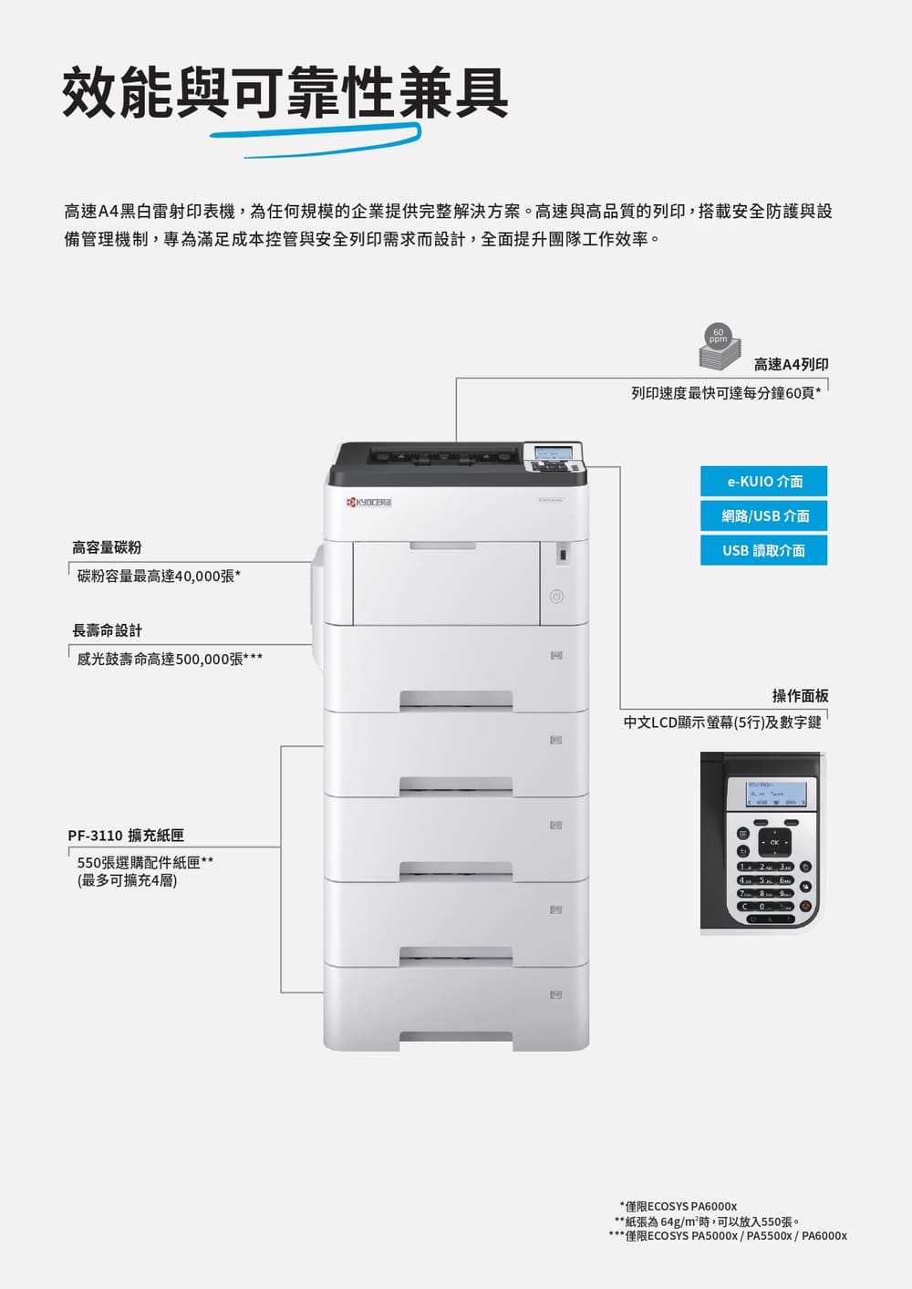 KYOCERA 京瓷 ECOSYS PA4500x 黑白雷射印表機  [富廉網]