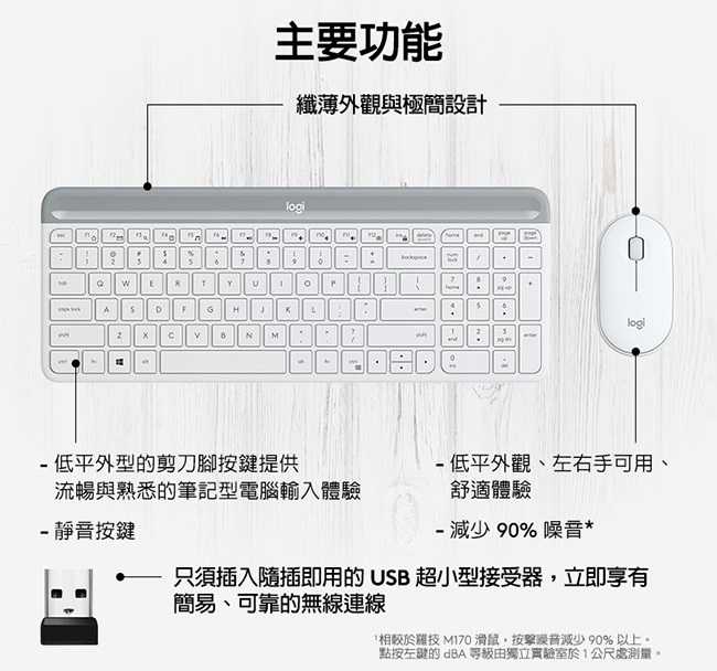 Logitech 羅技 MK470 超薄 剪刀腳按鍵 無線鍵鼠組 [富廉網] 中文鍵盤