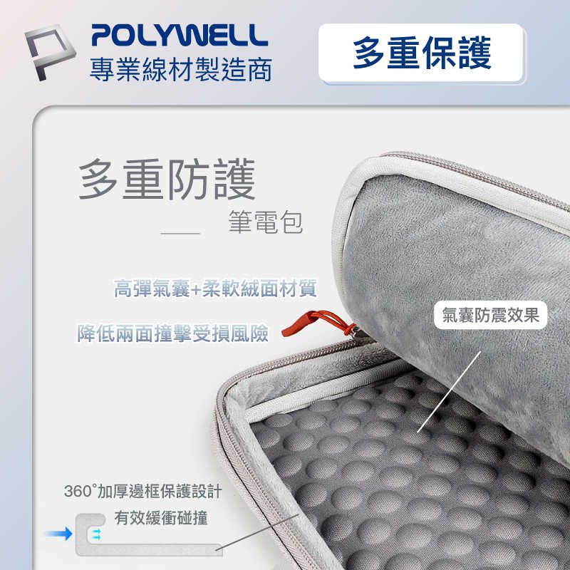 POLYWELL 時尚手提筆電包 電腦包 防撥水材質 防震防刮內襯 配件分開放置 適合上班出差旅遊 寶利威爾 台灣現貨