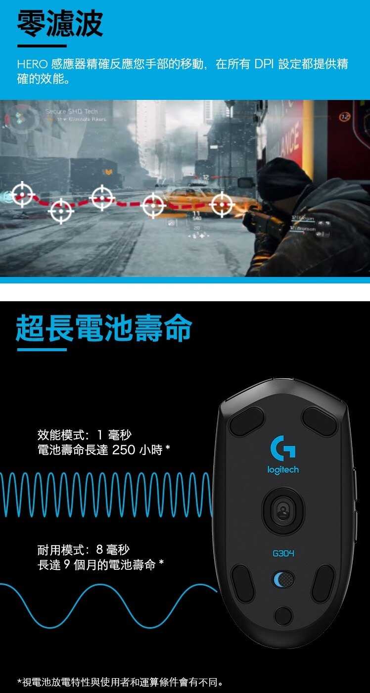 羅技 Logitech G304 LIGHTSPEED 無線電競滑鼠 [富廉網]