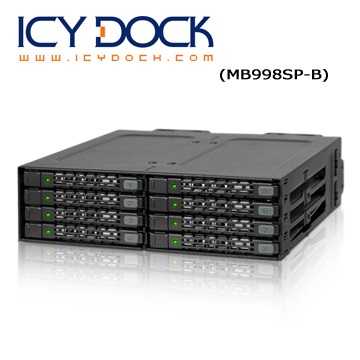 [富廉網] ICY DOCK MB998SP-B 全金屬八層式 2.5吋轉5.25吋 硬碟抽取盒