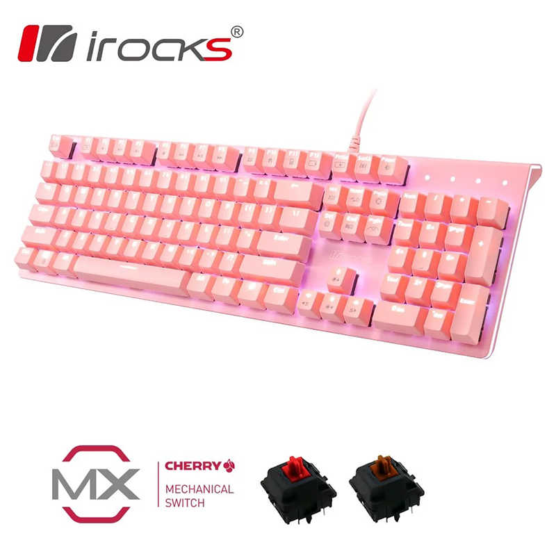 i-Rocks IRocks 艾芮克 K75M 粉色 Cherry軸 上蓋單色背光機械式鍵盤 [富廉網]