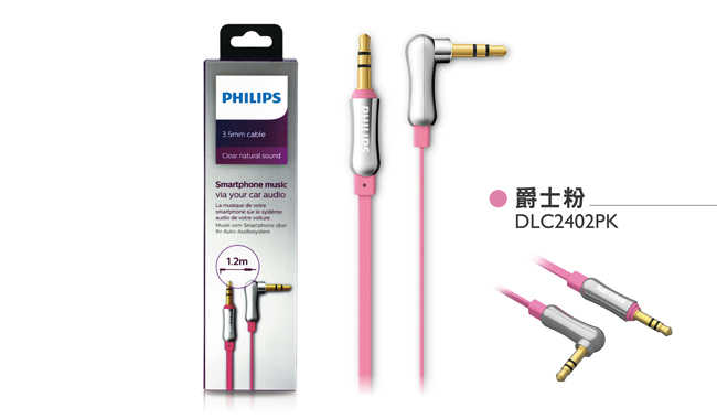 PHILIPS 車用雙AUX音源傳輸線 DLC2402