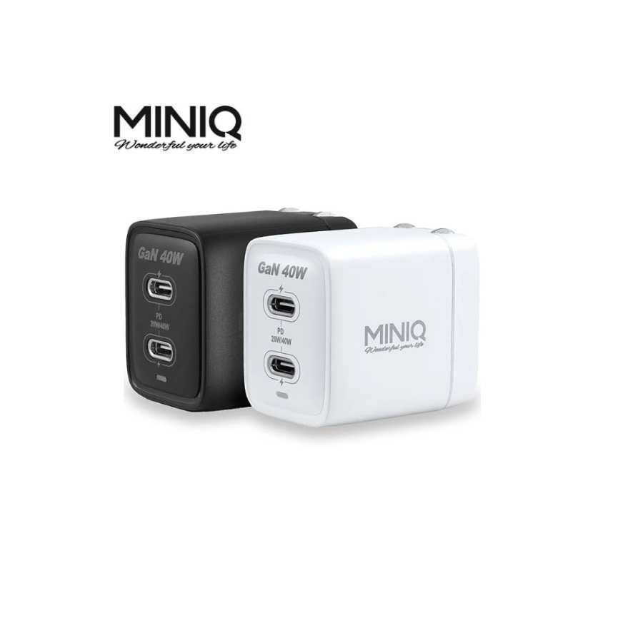 MINIQ 40W氮化鎵GaN 雙Type-C充電器 PD+QC急速充電組 台灣製(附充電線)AC-DK69T[富廉網]