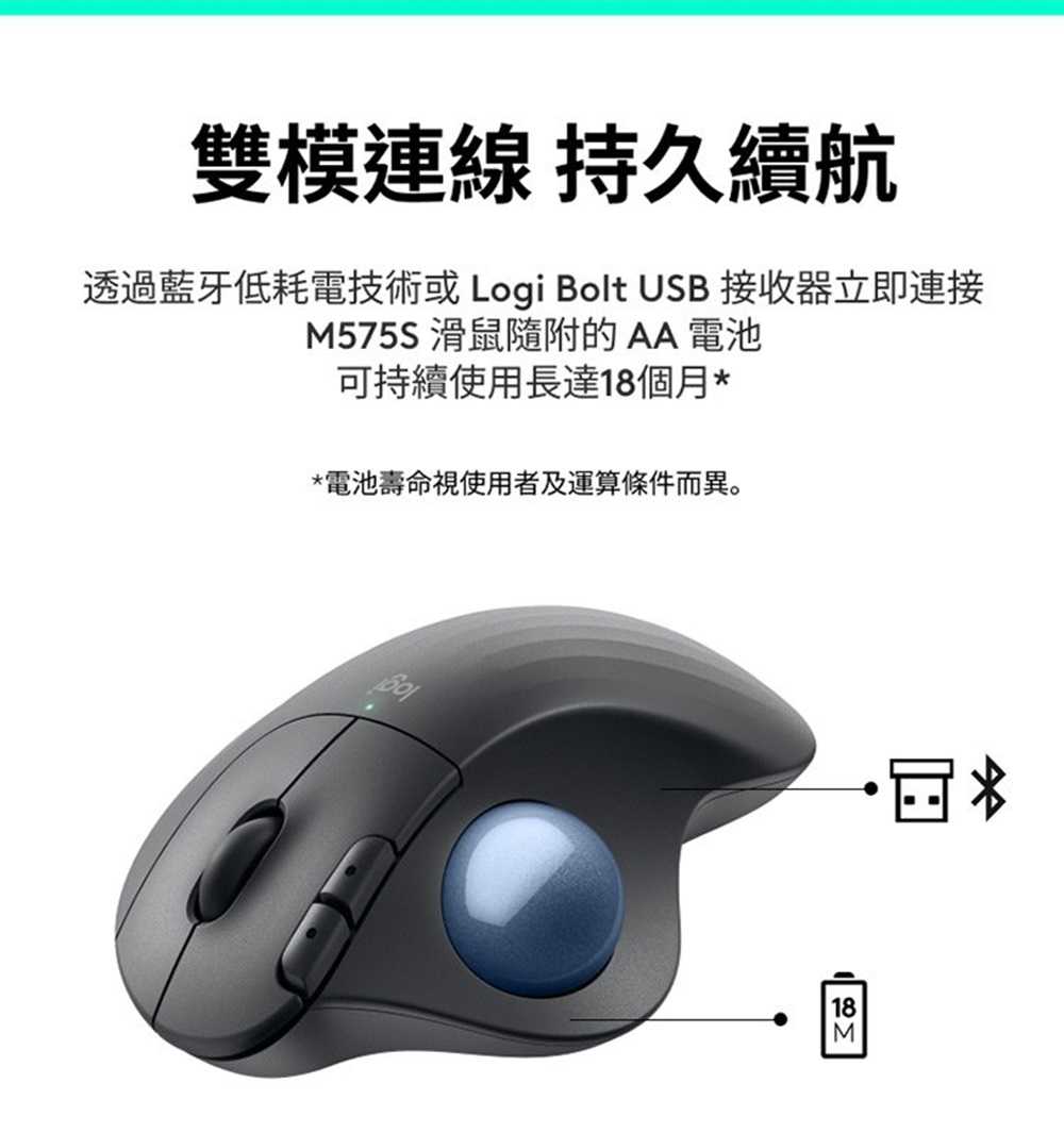 羅技 Ergo M575S 無線軌跡球 [富廉網]