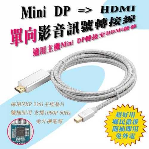 [富廉網] PC-138 訊號轉接線 2M Mini DP-HDMI 單向