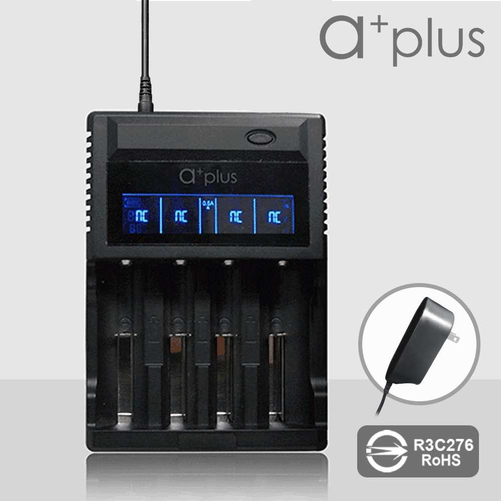 【a+plus】A+D4 PRO 液晶顯示智能4槽電池充電器(專業版) [富廉網]