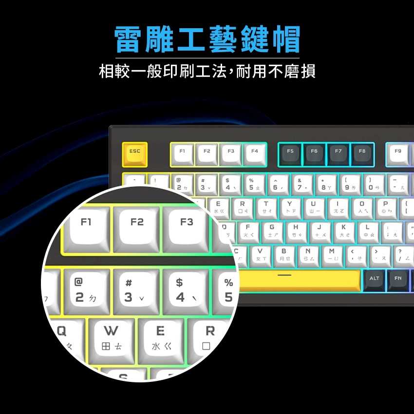 FOXXRAY FXR-BKL-97 烈影旋鈕式極致靜音電競鍵盤 [富廉網]