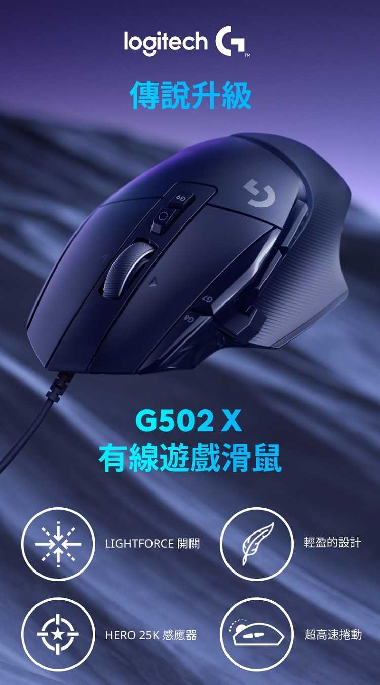 羅技 G502 X 高效能電競滑鼠 [富廉網]