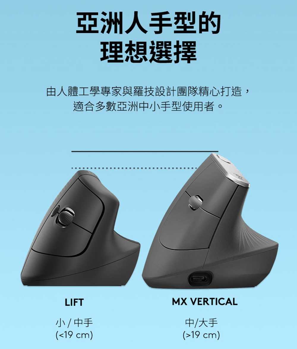 羅技 Lift 人體工學垂直滑鼠 [富廉網]