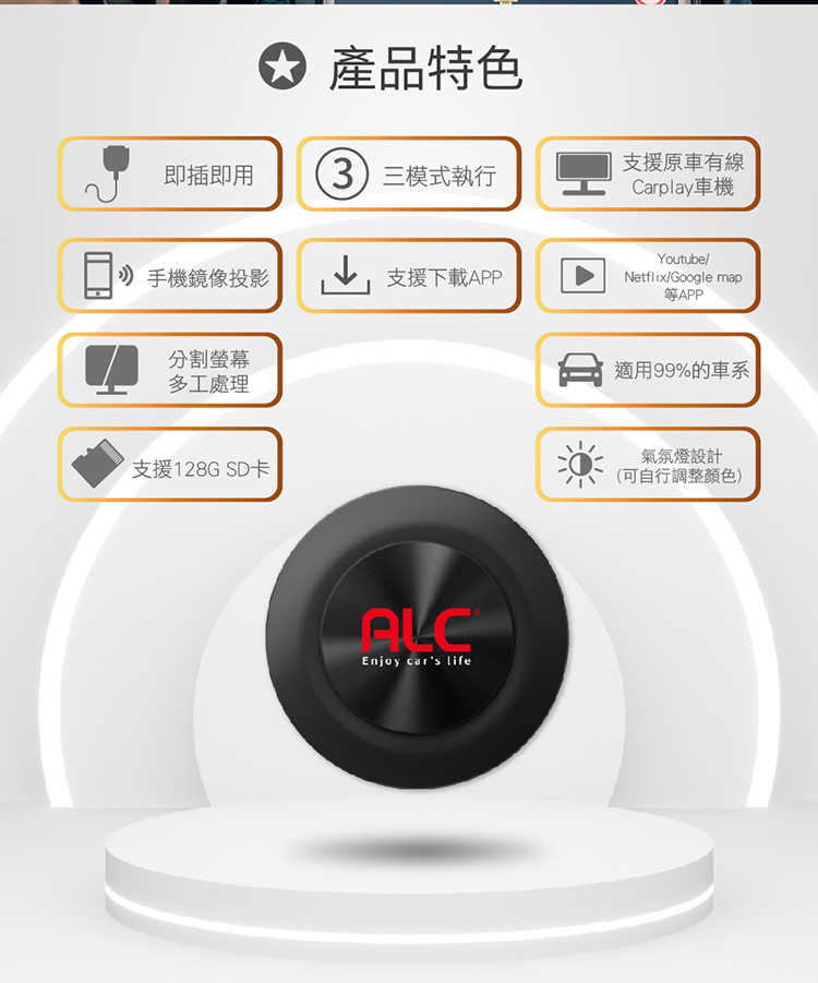 ALC 智能車機i8 八核心+128GB安卓車機機上盒 (車用多媒體影音 即插即用 秒變安卓機)