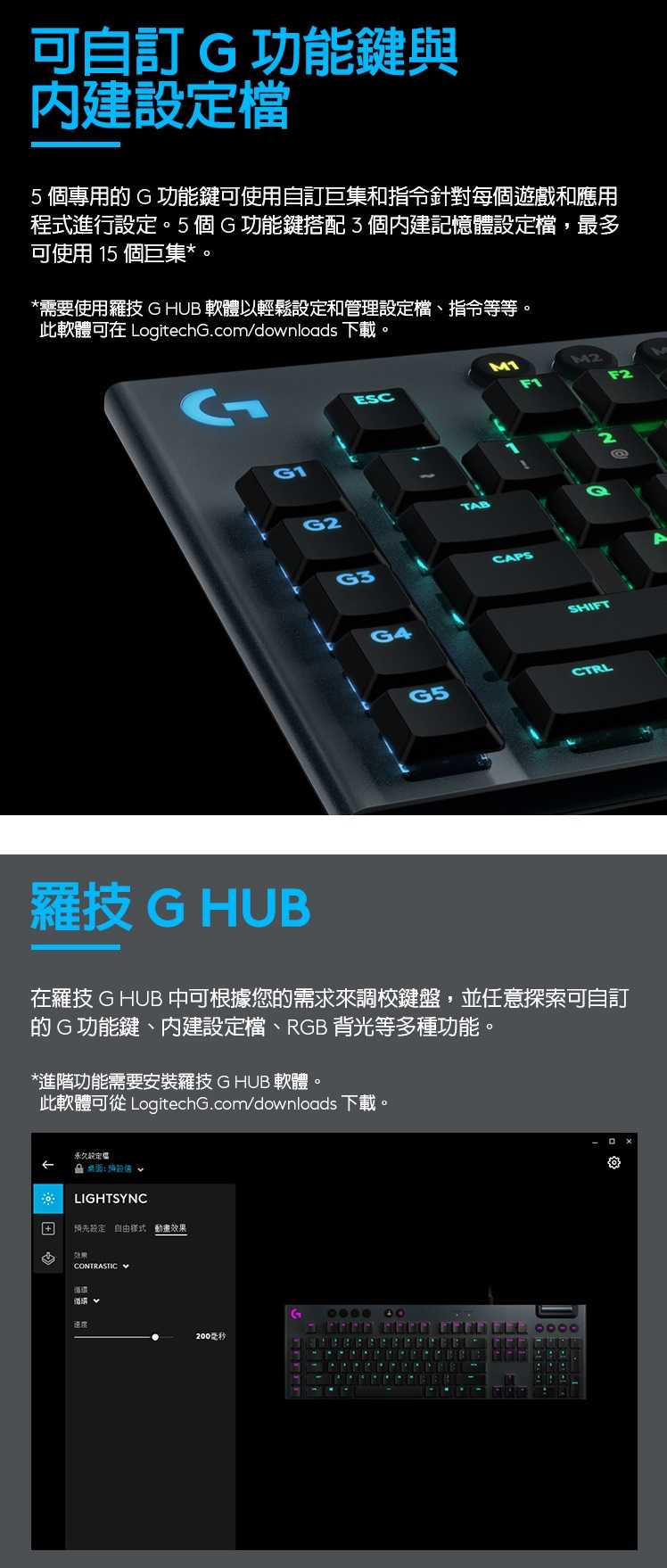 Logitech 羅技 G813 LIGHTSYNC RGB 機械式遊戲鍵盤 GL機械