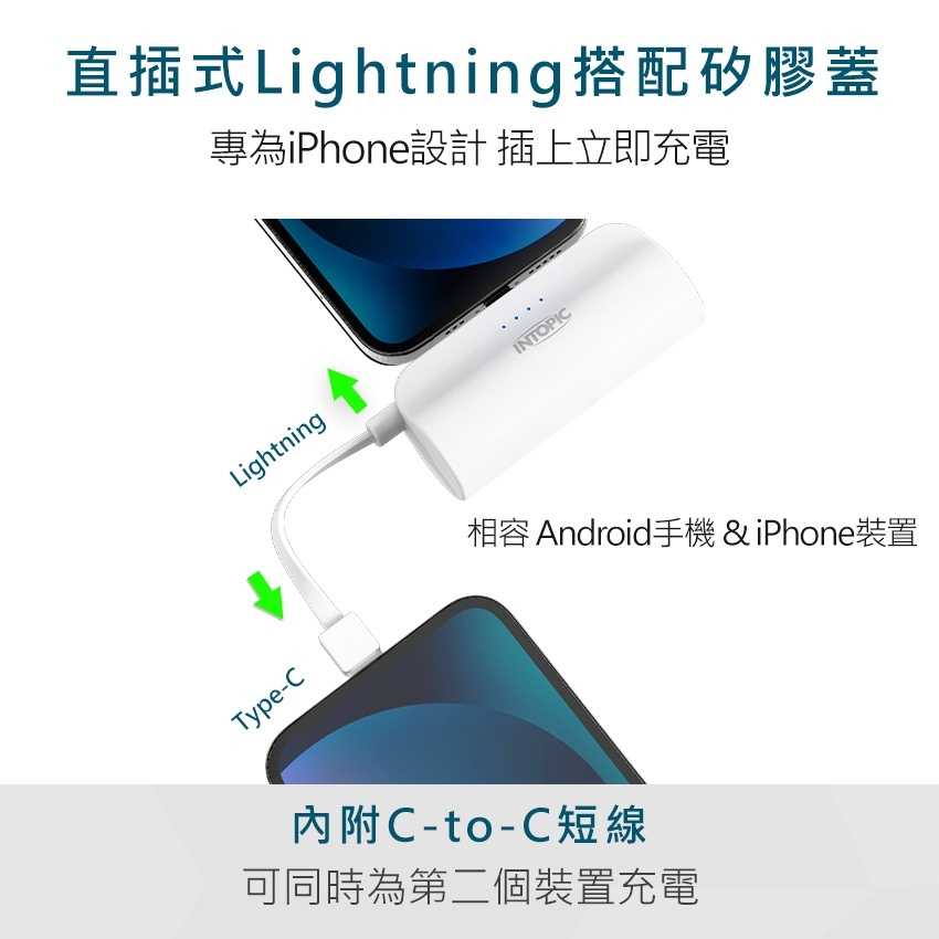 廣鼎 INTOPIC  Lightning+C迷你口袋式行動電源 PW-507L   [富廉網]