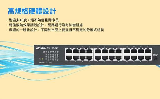 Zyxel合勤 GS1100-24E 交換器 24埠 Giga 超高速 乙太網路交換器 無網路管理 鐵殼 Switch
