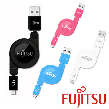 FUJITSU富士通 UM200 MICRO USB傳輸充電線 藍色 (捲線型) [富廉網]