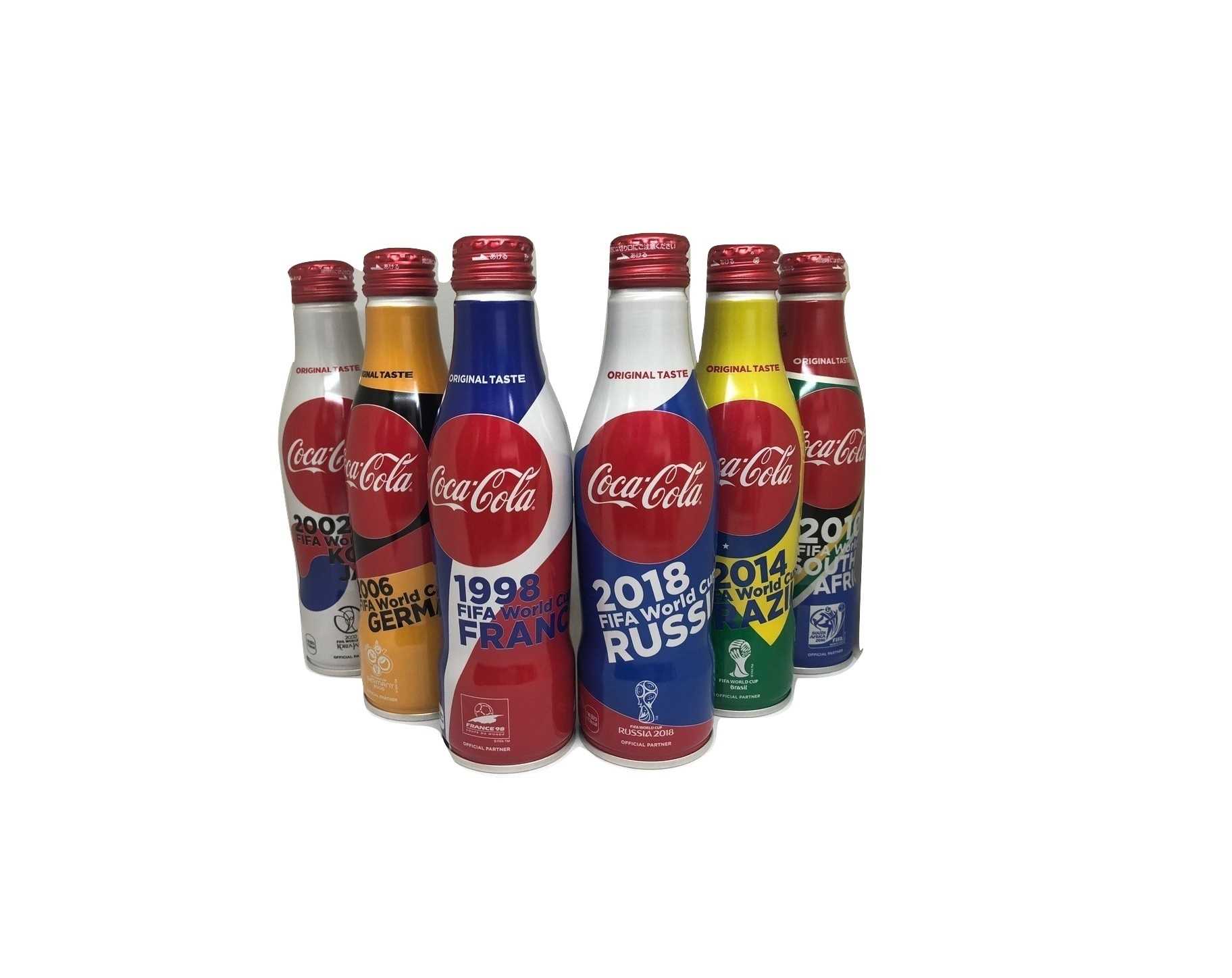 FIFA [套組1998-2018年] 日本製可口可樂主場紀念曲線瓶 250ml