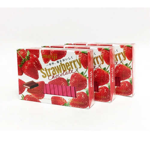 【有閑零食】明治meiji 草莓夾餡巧克力 3盒組